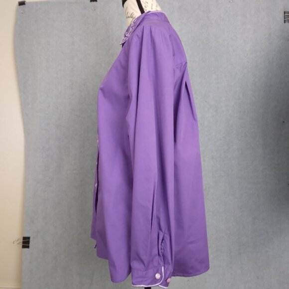 Bob Mackie | Purple Embroidered Rhinestone Button Front Shirt… - Picture 5 of 9
